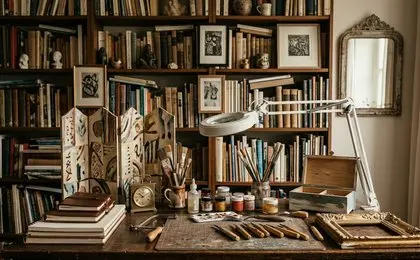 Objetos decorativos europeos sobre superficie antigua