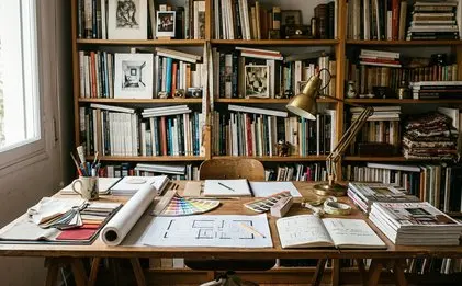 Interiorismo con antigüedades en sala contemporánea